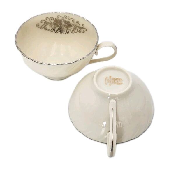 Lenox Valera Set of 2 Cups Platinum Trim 1961-77 Fine Porcelain - Picture 15 of 16